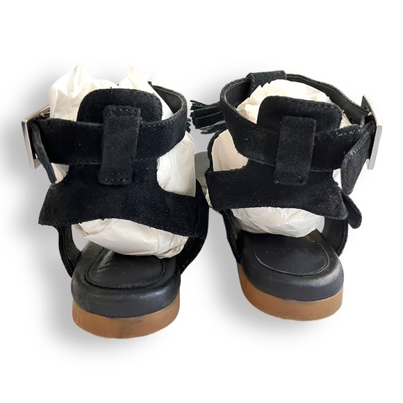 Ugg Lecia Black Suede Leather Tassel Ankle Wrap Gladiator Sandals - Picture 9 of 16